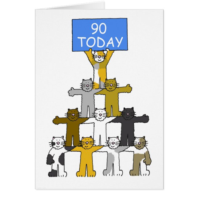 90e anniversaire Humour Cartoon Cats (Devant)