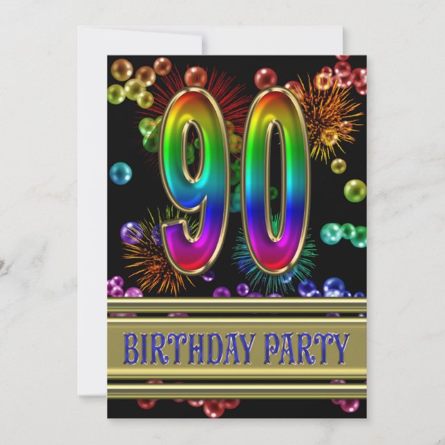 90e anniversaire Invitation avec bulles (Devant)