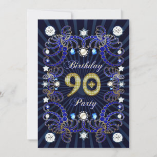 90e anniversaire invitation avec une foule de bijo