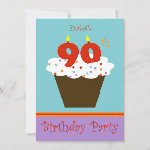 90e anniversaire Invitation de fête 90 bougies