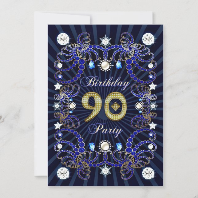 90e anniversaire invitation de fête avec des masse (Devant)