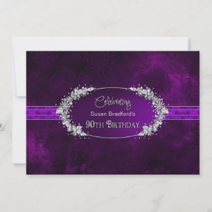 90E ANNIVERSAIRE INVITATION DE FÊTE - PURPLE/GEMS