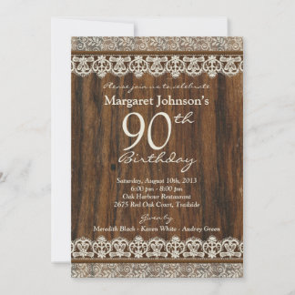 90e anniversaire Invitation | Dentelle en bois rus
