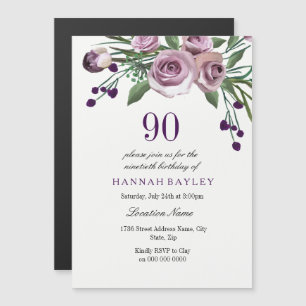 90e anniversaire Invitation : Elégant Plum Purple