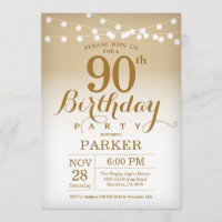 90e anniversaire Invitation Gold String Lights