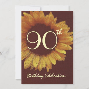 90e anniversaire Invitation Gold Sunflower