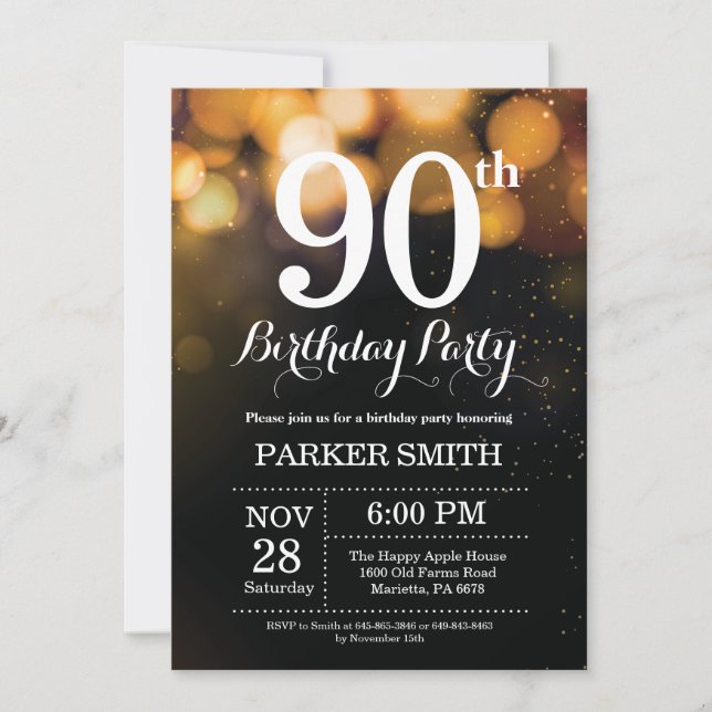 90e anniversaire Invitation Parties scintillant d' (Devant)