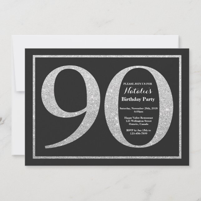 90e anniversaire Invitation Parties scintillant d' (Devant)