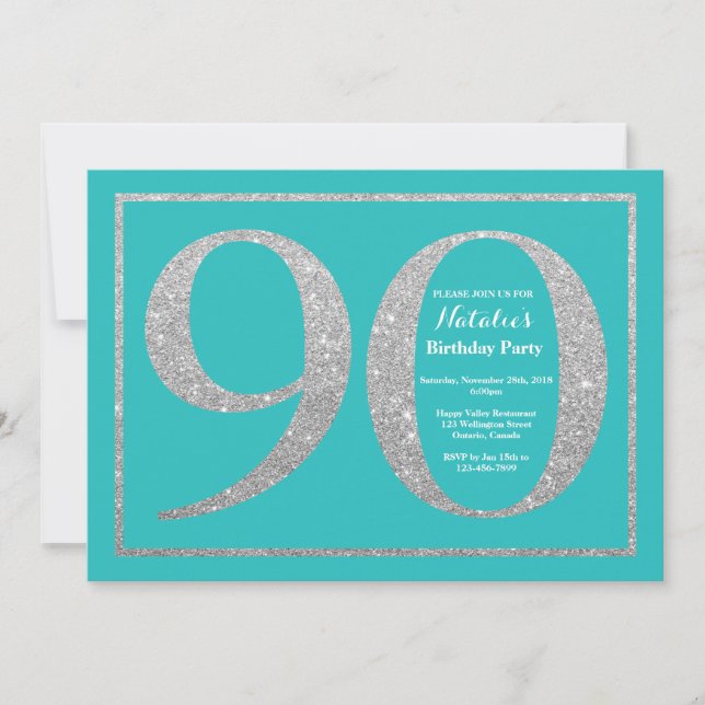 90e anniversaire Invitation Parties scintillant Tu (Devant)