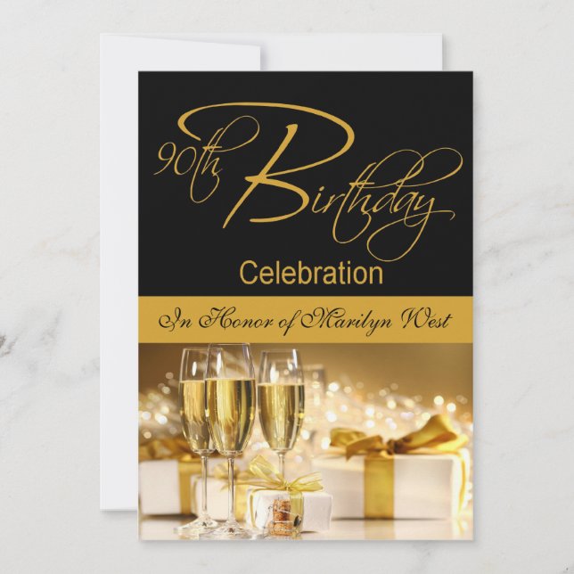 90e anniversaire Invitation personnalisée (Devant)