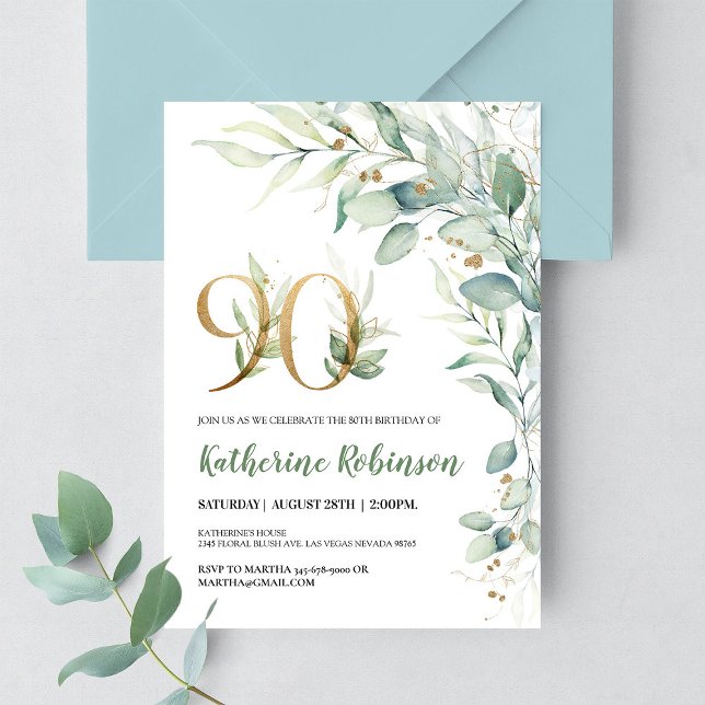 90e anniversaire invitation pour son anniversaire  (Créateur téléchargé)