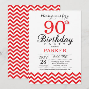 90e anniversaire Invitation Red Chevron