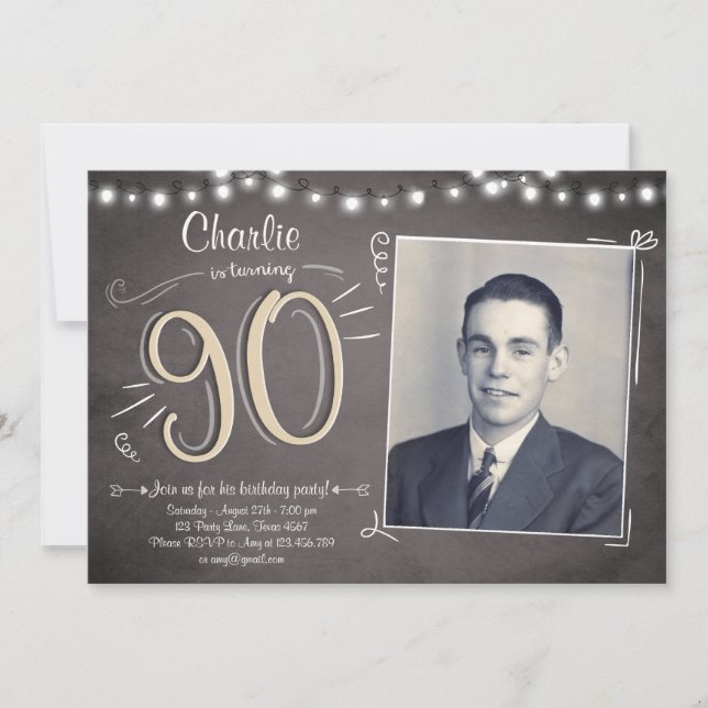 90e anniversaire Invitation Vintage 90e anniversai (Devant)