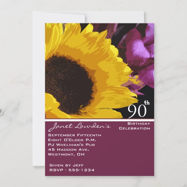 90e anniversaire Invitations de fête (Devant)