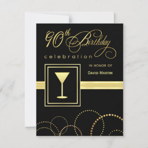 90e anniversaire Invitations de fête - avec Monogr