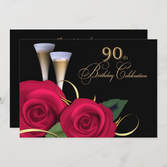 90e anniversaire Invitations personnalisées (Devant / Derrière)