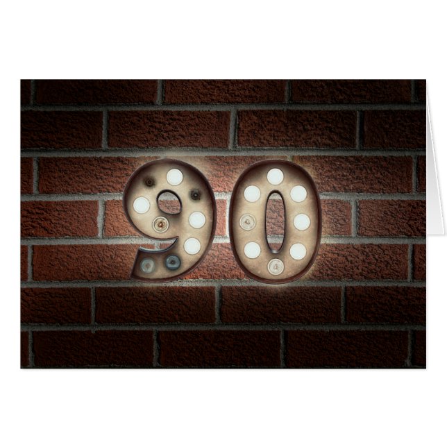 90e anniversaire-marquee panneau lumineux sur briq (Devant horizontal)