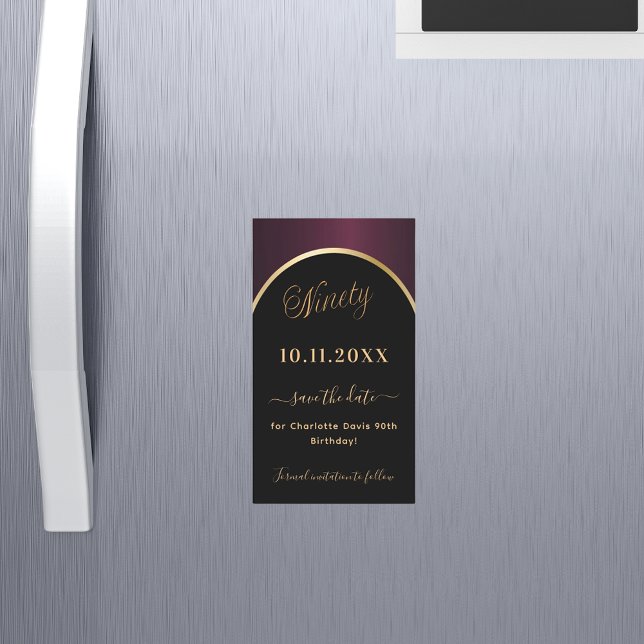 90e anniversaire noir bordeaux Enregistrer l'aiman (Créateur téléchargé)