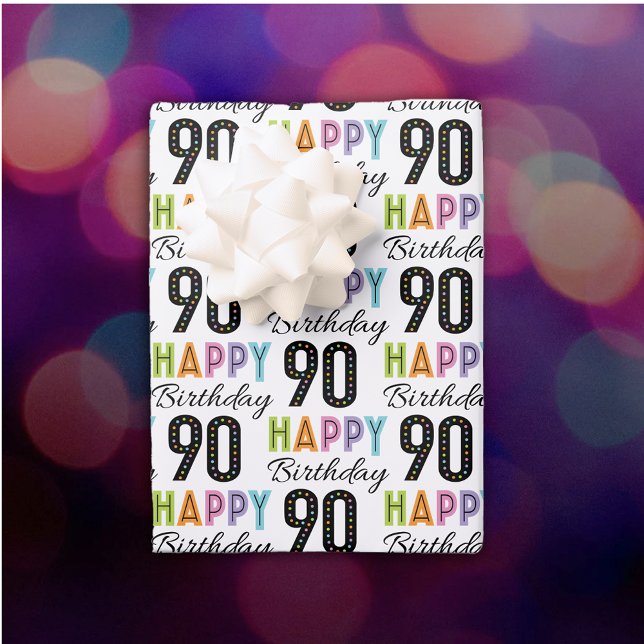 90e anniversaire Papier d'enveloppement de typogra (Créateur téléchargé)