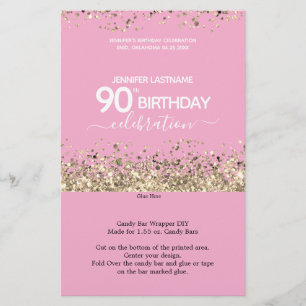 90e anniversaire Parties scintillant rose Candy Ba