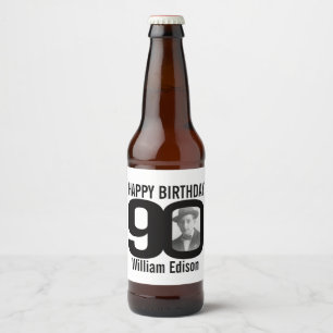 90e anniversaire personnalisé nom photo étiquette