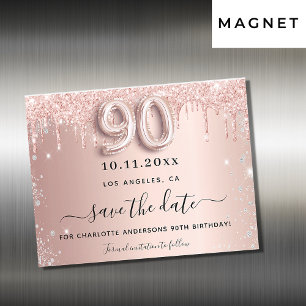 90e anniversaire rose argent enregistrer la date a