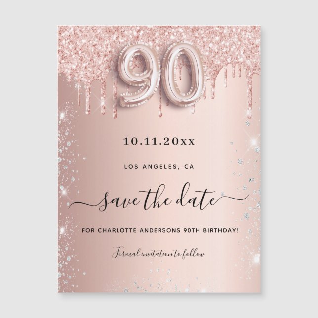 90e anniversaire rose parties scintillant enregist (Devant)