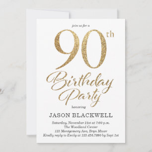 90e Anniversaire Soirée Gold Invitation