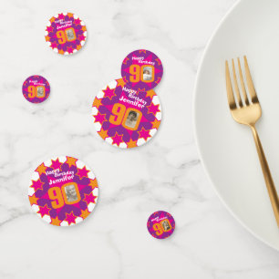 90e anniversaire star rose orange papier confetti