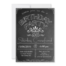 90e Chalkboard Anniversaire Célébration Invitation