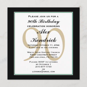 90e Invitation d'anniversaire - Frontière verte