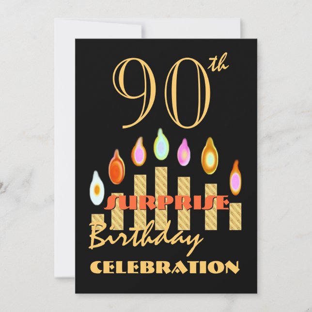 90e Invitation des bougies d'or du SurPRISE Birthd (Devant)