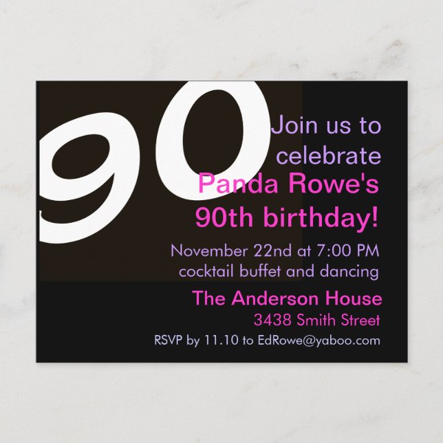 90e Ninetieth Quatre-vingt-dix Anniversaire Carte  (Devant)