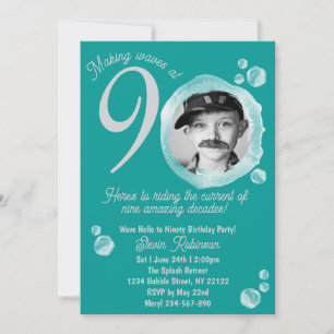 90e Ocean Turquoise Bubble Invitation de fête d'an