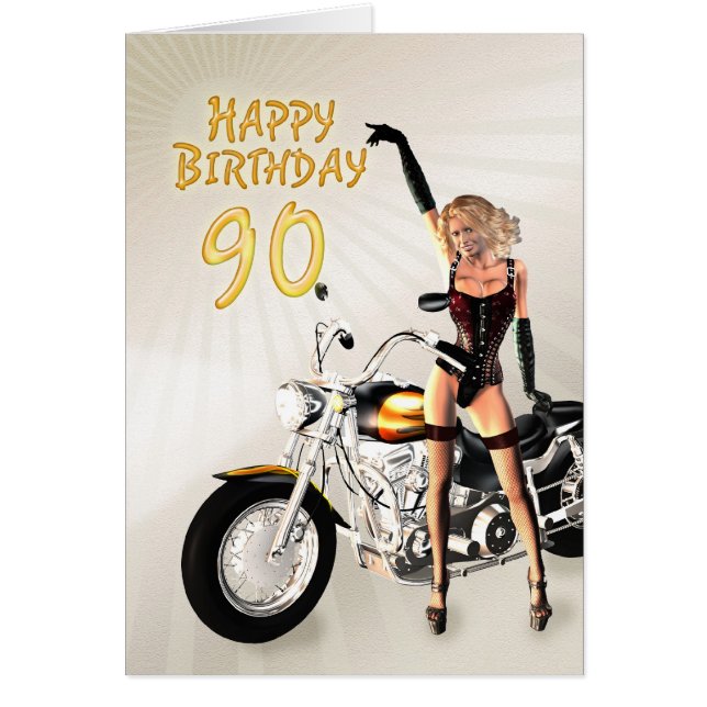 90ème anniversaire avec des filles et une moto (Devant)