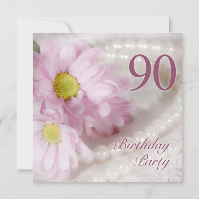 90ème anniversaire invitation avec marguerites (Devant)