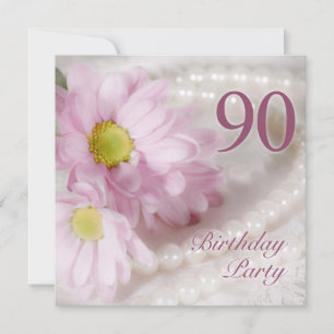 90ème anniversaire invitation avec marguerites
