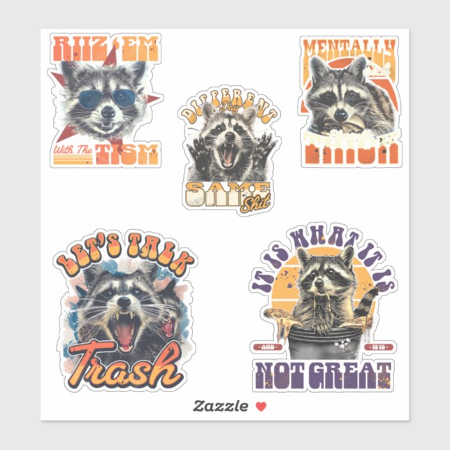 90s Bootleg Feral Raccoon Sticker Pack 2 (Feuille)