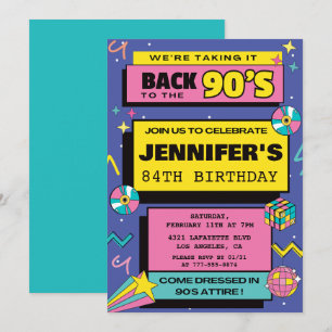 90s Fête Rétro 84e anniversaire invitations Modern