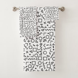 90's Noir & Blanc Retro Shapes Motif