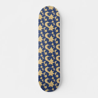 90s Retro Celestial Skateboard Deck Moon & Stars