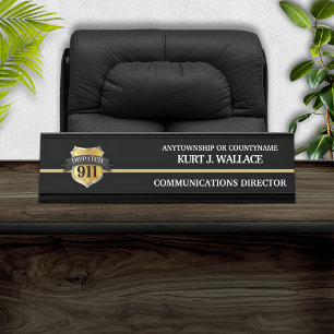 911 Dispatcher Thin Gold Line Bouclier Nom Plaque