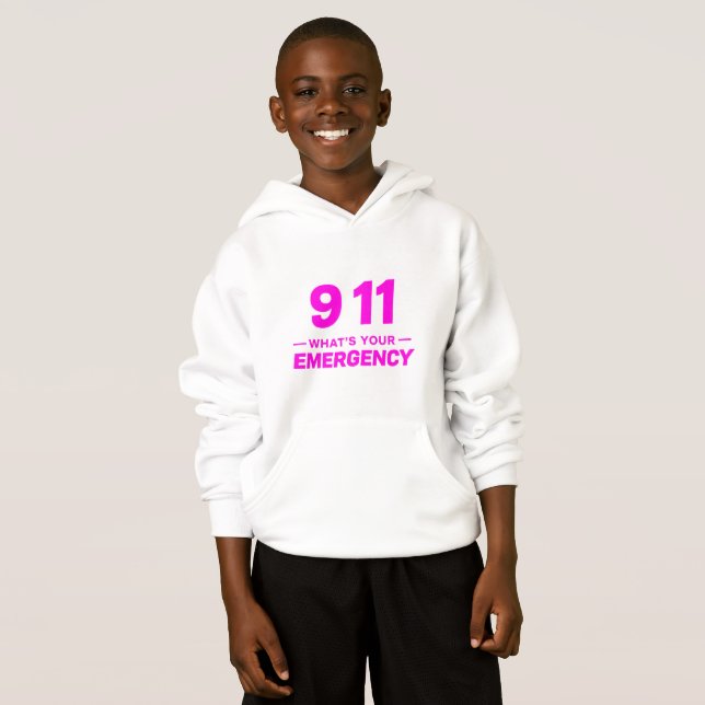 « 911 Quelle est votre urgence ? » Sweat à capuche (Devant entier)