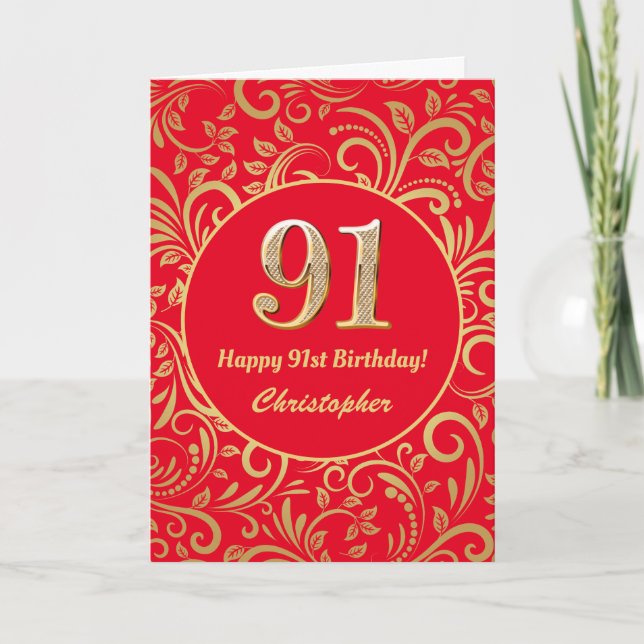 91e Anniversaire Marine Rouge et or modèle floral (Devant)