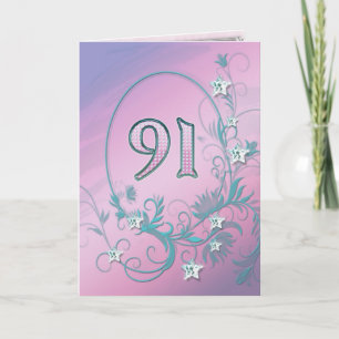 91e carte d'anniversaire avec étoiles en diamant