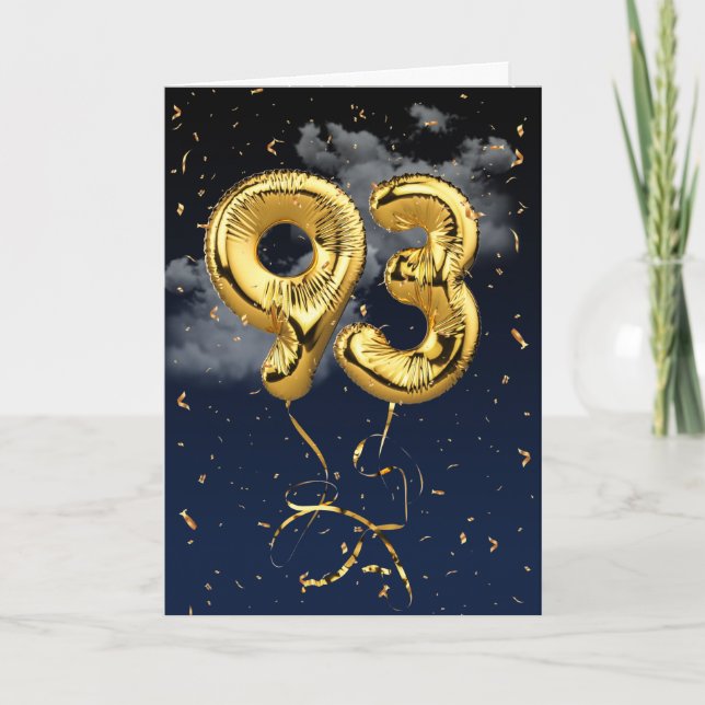 93e Anniversaire Gold Mylar Balloon et carte Confe (Devant)