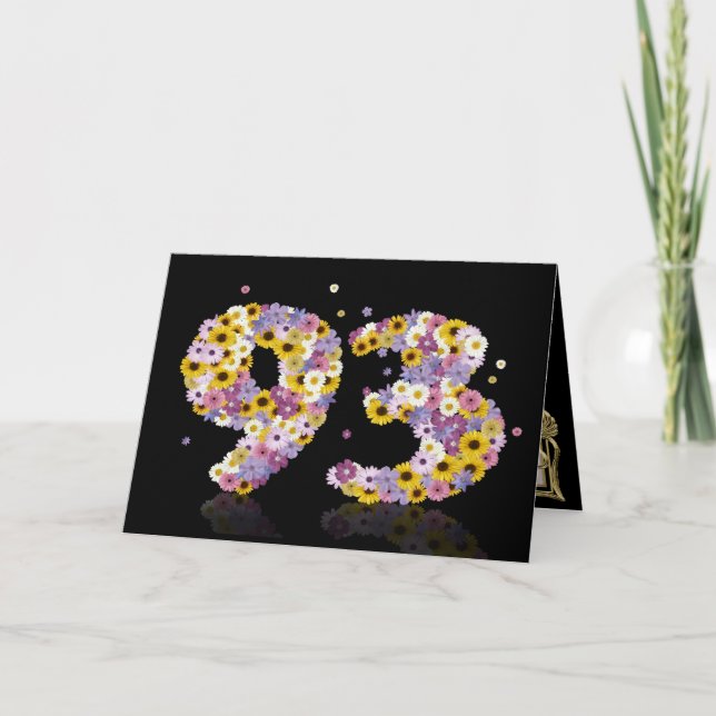 93ème anniversaire carte avec lettres fleuries (Devant)