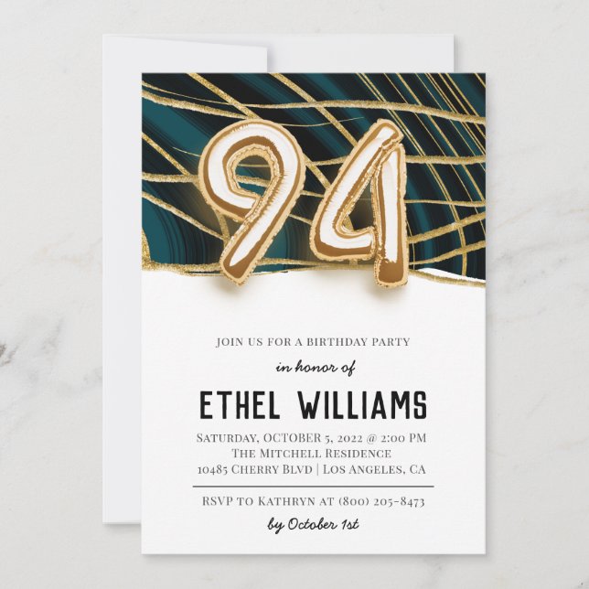 94e anniversaire de fête Invitation (Devant)