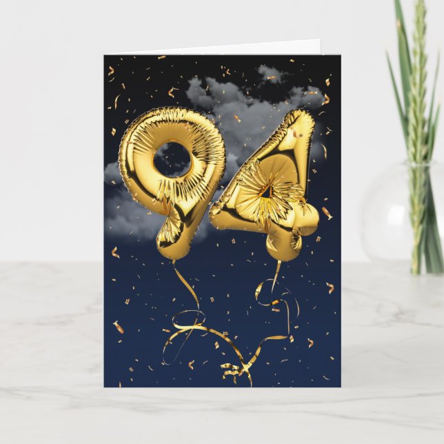 94e Anniversaire Gold Mylar Balloon et carte Confe (Devant)