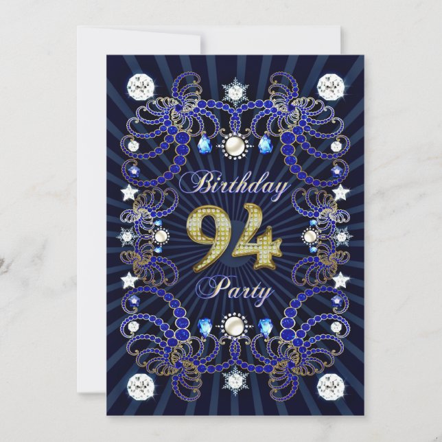 94e anniversaire invitation de fête avec des masse (Devant)